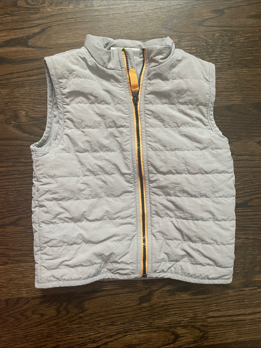 Epic Threads Lightweight Quilted Toddler Vest Light Gray with Yellow Zip NWOT